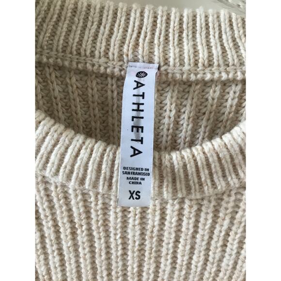 Athleta Crew Sweater Wool Blend Coconut Cascades #632076 Size XS - Picture 5 of 6